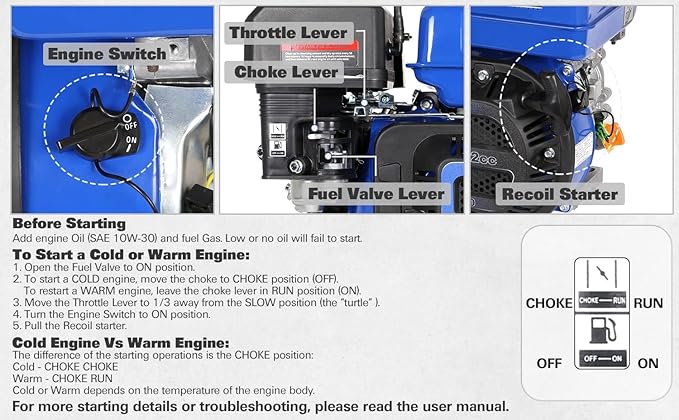 BILT HARD 7HP Gas Engine Horizontal Shaft, 212cc 4 Stroke OHV Industrial Grade Replacement Gas Motor, Shaft 3/4" (19mm) Diameter, 2-3/8" Long, 3/16" Keyway