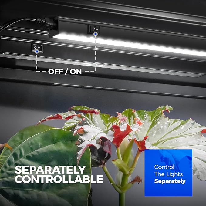 Barrina Plant Grow Lights, 5000K Full Spectrum Daylight White, T5 LED Grow Light Strips, 1ft Growing Lamp with Magnetic Bar, Plant Lights for Indoor Plants, Greenhouse, Black Cover, Linkable, 8 Packs