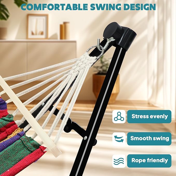 Anyoo 2 in 1 Hammock and Swinging Chair with Collapsible Steel Stand & Carrying Case,Portable & Adjustable,Easy Set Up for Outdoor,Indoor,Porch Swing,Patio,Garden,Camping Trip