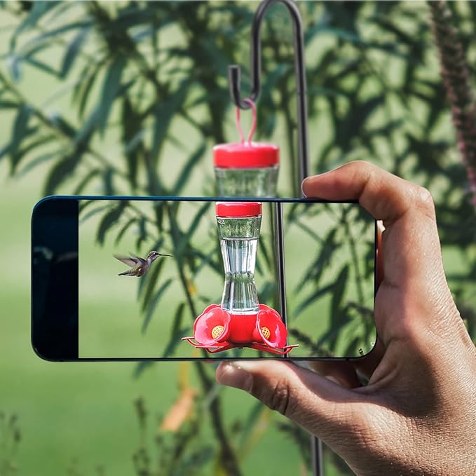 Bird Feeder Pole, 78 Inch & 5/8 Inch Diameter Stainless Steel Heavy Duty Shepherds Hooks for Outdoor to Hang Outdoor Lights with 5 Prongs Base, Rustproof for Garden Decor or Wedding Decors(Black)