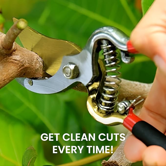 GARDEN GURU Indestructible Titanium Garden Clippers - Professional Bypass Hand Pruner Pruning Shear with Comfort Grip Handles for Gardening, Trimming, and Yard Work - Hardened Steel & Titanium Blade