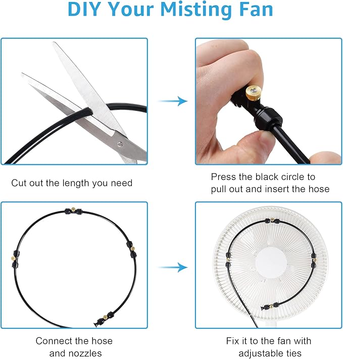 Bonviee Misters for Outside Patio - 59FT Misting Cooling System with 20 Brass Nozzles and 3/4" Adapter, 18M DIY Outdoor Misters Kit for Garden, Greenhouse, and Patio Cooling