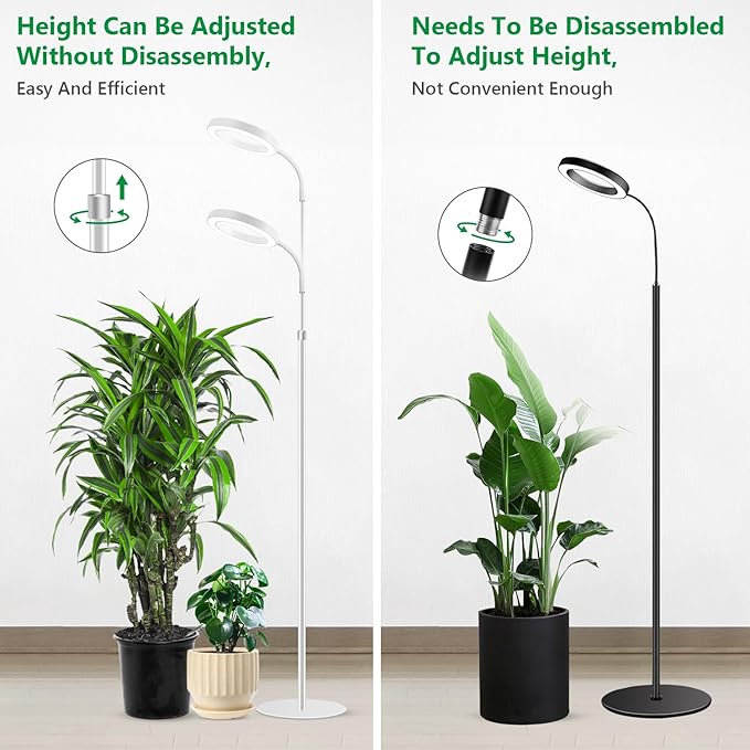 Floor Grow Lights for Indoor Plants, Full Spectrum Plant Light with 68" Stand for Growing Large Tall Plants, Halo Plant Grow Light with 6/12/16H Timer, 3 Light Modes Indoor Plant Light
