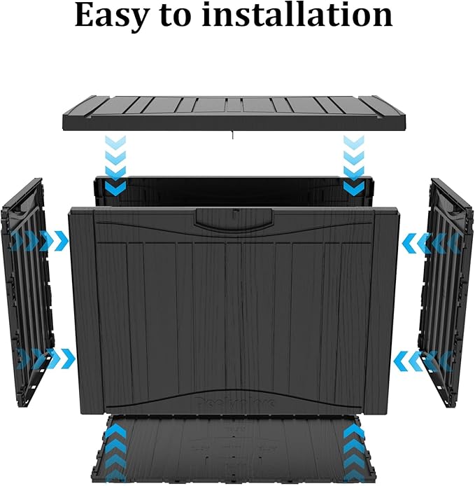 45 Gallon Waterproof Deck Storage Box - All-Weather Outside Storage Box with Lock, Outdoor Box Storage for Patio/Pool Accessories, UV-Resistant Resin, Matte Black