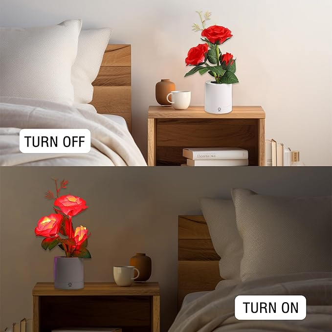 Sunflower LED Lamp for Womens Gifts, for Womens Mom Wife Friends Her Christmas Anniversary Birthday Gifts, Perfect Ideal for Bedroom Ambiance Charming Gifts (RED)