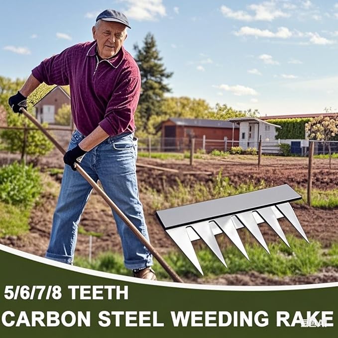 Gardening Hand Weeder Puller Tool, Manual Weeder with Detachable Blade Weeder Puller Tool,High-Carbon Steel Weed Removal Tool for Farm Lawn Garden, 5/6/7/8 Teeth Sizes (7 Teeth)