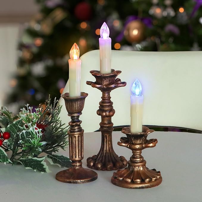 Colorful Christmas Tree Candle Lights Battery Powered Remote Control LED Taper Candles with Clips Electric Fake Candles for Halloween Garden Holiday Wedding Parties Decor (30 PCS,Colorful)