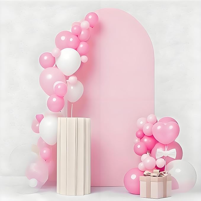6.6 FT Pink Arch Backdrop Cover, Pink Chiara Backdrop Cover, Spandex Arch Cover for Birthday Wedding Party Photography Decor