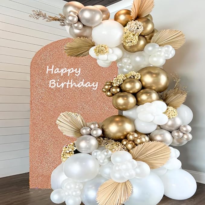 Two-Sided Glitter Arch, Rose Gold Chiara Backdrop, Shimmer Stand Cover for Birthday Wedding Party Decor