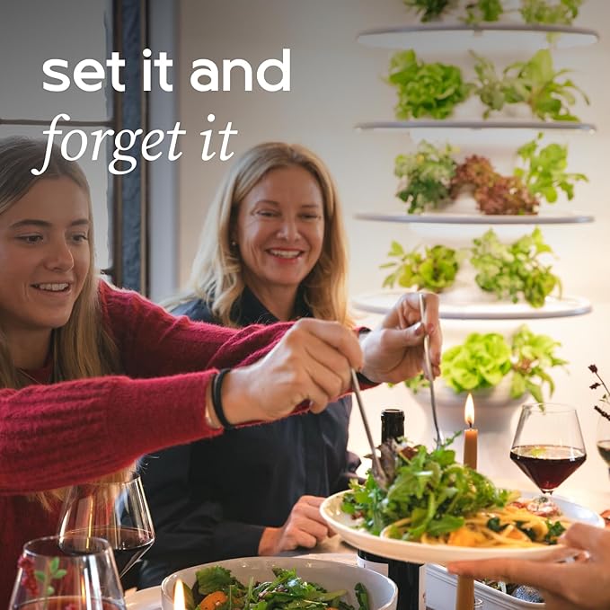 Farmstand Starter Kit with Glow Rings and 24 Seedling Credits | Medium Hydroponic Growing System Kit | Vertical Garden Planter Tower | 4ft 10in Tall