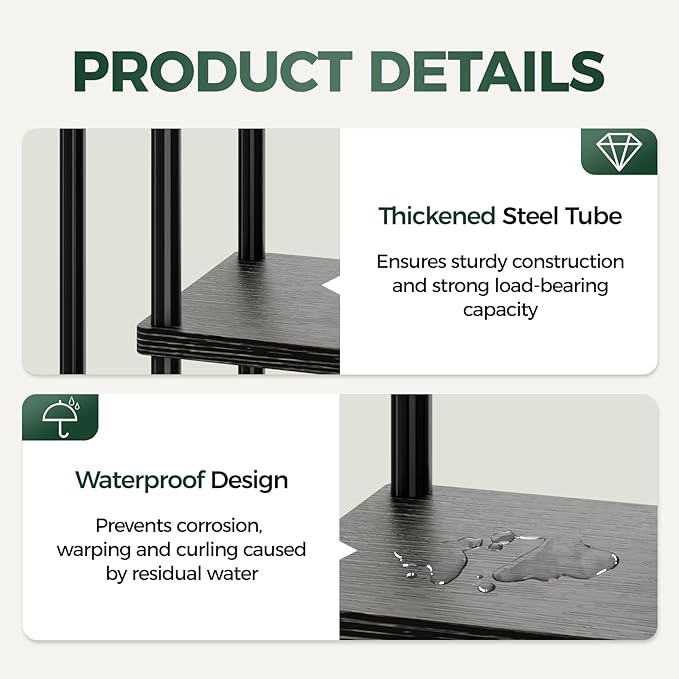 Bamworld Corner Plant Stand Indoor, 5 Tier Metal Plant Shelf for Multiple Plants, Tall Flower Stand for Patio Garden Balcony Living Room Bedroom(Black)
