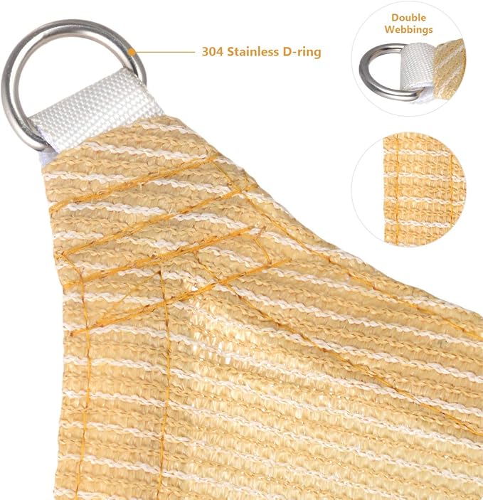 Eden's Decor Straight Flat-Edged Sun Shade Sail Rectangular 6' x 10' Beige UV-Blocking Outdoor Canopy Fabric Cloth Awning for Pergola Patio Garden Backyard Custom Size