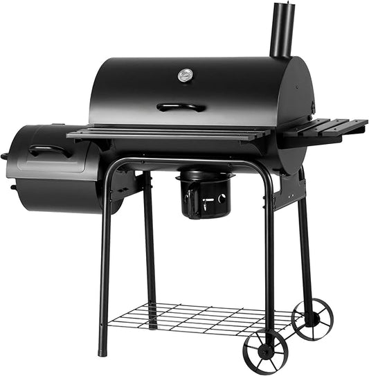 Devoko Charcoal Grill, Outdoor BBQ Grill with Offset Smoker and Side Table for Garden and Parties