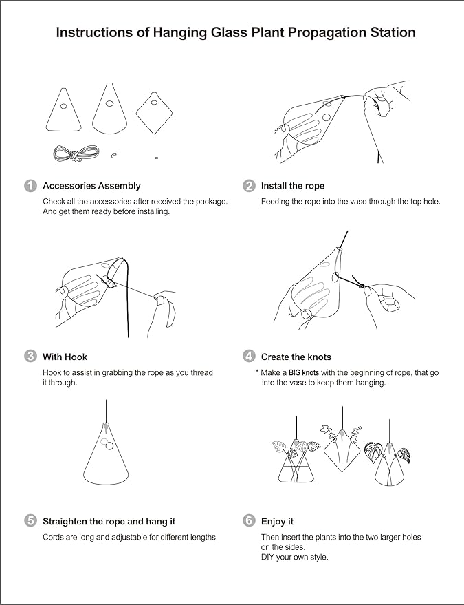 Glass Hanging Planter Plant Terrarium Hanging Propagation Station Container for Hydroponic Plants Home Garden Decor 3 Type
