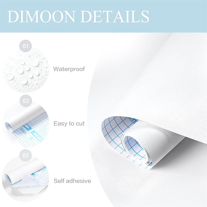 Dimoon 787''x17.7'' White Peel and Stick Wallpaper Contact Paper Self Adhesive Wall Paper