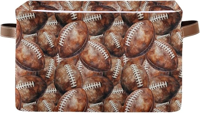 Football Rectangular Storage Basket Organizer Bin Shelf Baskets For Home Office Dorm