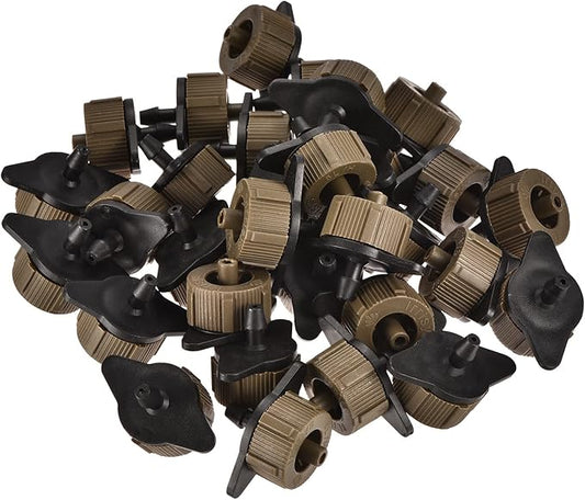 50 Pack Pressure Compensating Dripper - Garden Irrigation, Maintain Constant Flow & Drip Emitter, Apply to Outdoor Garden Lawn Tree (2 Gallon Per Hour, Black Brown)