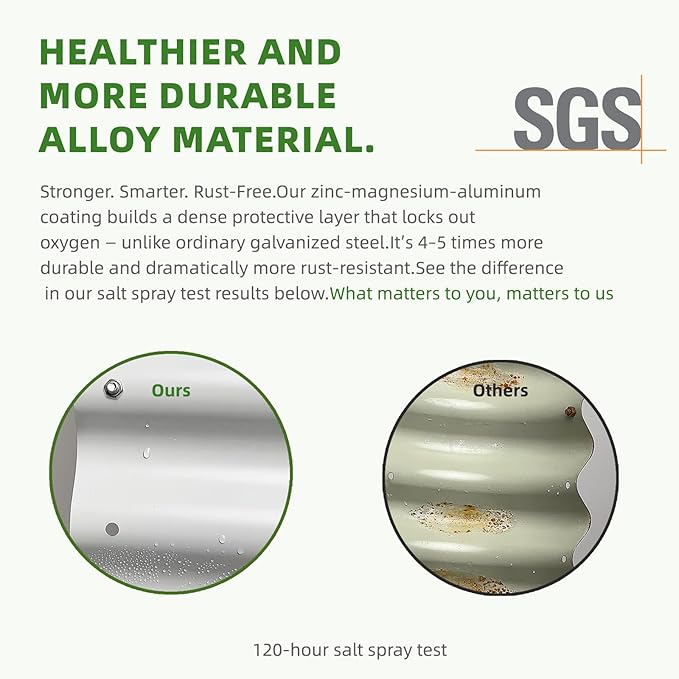 DaisyVibe Raised Garden Bed Kit, Planter Raised Garden Boxes Outdoor, Oval Large Metal Raised Garden Beds for Vegetables Flowers (Grey, 8ftx2ftx1ft)