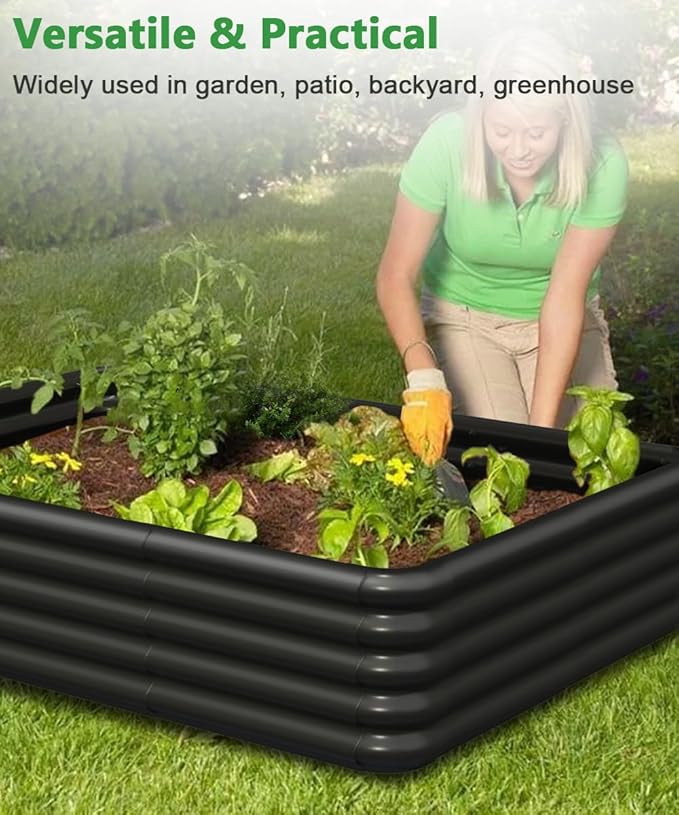 4.3x3.0x1.0ft Raised Garden Bed Kit, Rustproof PP Material Garden Box, Flower Bed with Tool-Free Assembly Design, Rectangular Planter Boxes for Outdoor Vegetables Flower Fruit Herb, Black