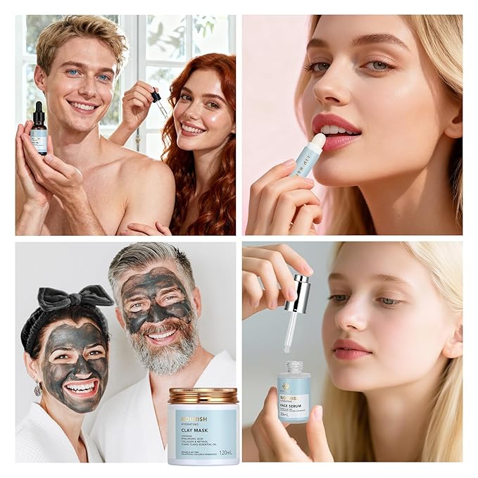 Spa Gift Set, 28pcs Ylang Facial Skin Care Set includes Face Cream, Bath Oil, Serum, Shower Accessories, Clay Mask. Bath & Body Set, Body & Facial Kit for Women & Men, Birthday, Christmas, Dad, Mom