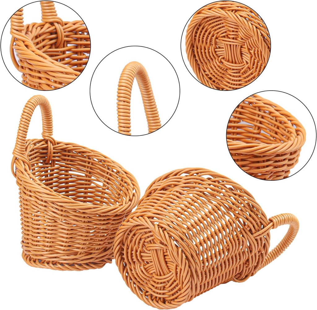 8 Pack 5.5 x 4.3 inch Woven Hanging Fruit Basket, Wall Hanging Wicker Baskets, Wall fruit Wicker Basket for Kitchen, Planter, Vegetable & Fruit, Boho Home Decor