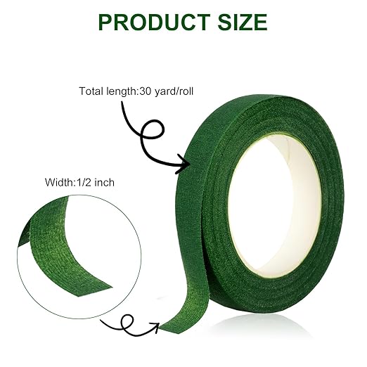 8 Rolls Floral Tape 1/2inch Flower Tape, Green Floral Tape for Fresh Flowers, 30 Yards Florist Tape for Bouquet Stem Wrapping and Floral Crafts, Wedding Bouquet