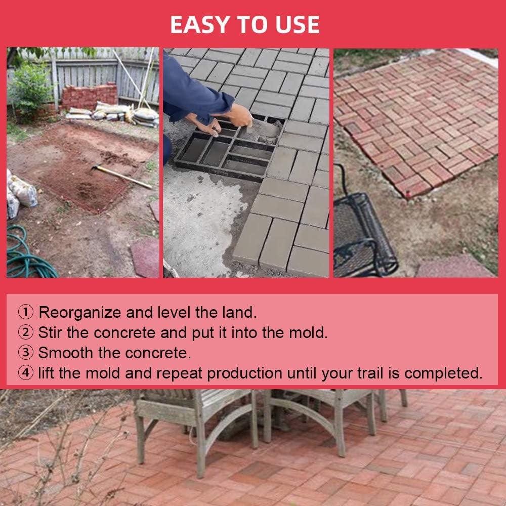 Anothera 15.7"x15.7"x1.57" Concrete Molds Reusable Walk Maker Pathmate Stone Molding Stepping Stone Path Maker Paver Yard Patio Lawn Garden DIY Walkway Pavement Brick Moulds (8-Grid)