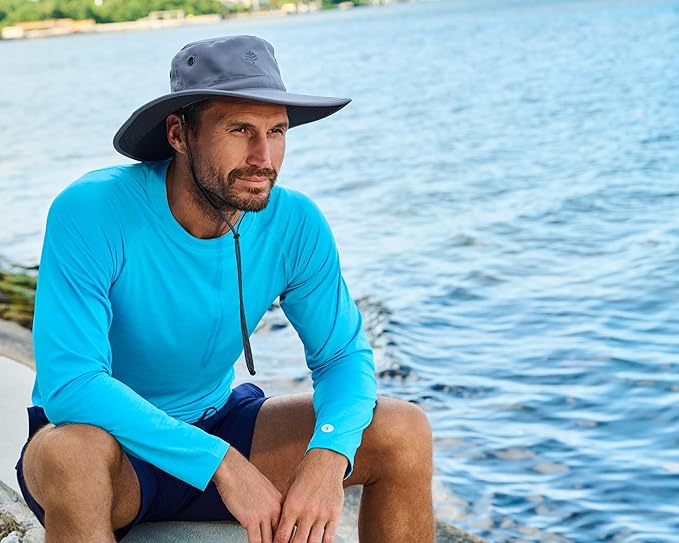 Men's Shapeable Wide Brim Hat - UPF 50 Sun Protection - Maximum Coverage on Your Next Adventure - Sun Fearless Leo Hat