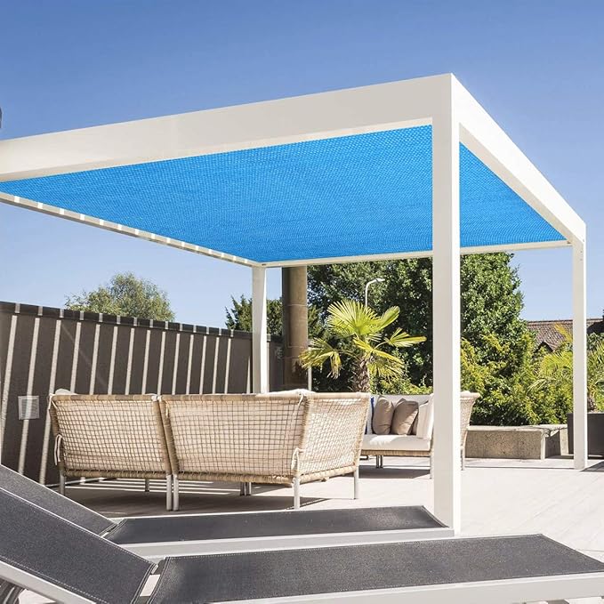 Eden's Decor Straight Flat-Edged Sun Shade Sail Rectangular 4' x 8' Blue UV-Blocking Outdoor Canopy Fabric Cloth Awning for Pergola Patio Garden Backyard Custom Size