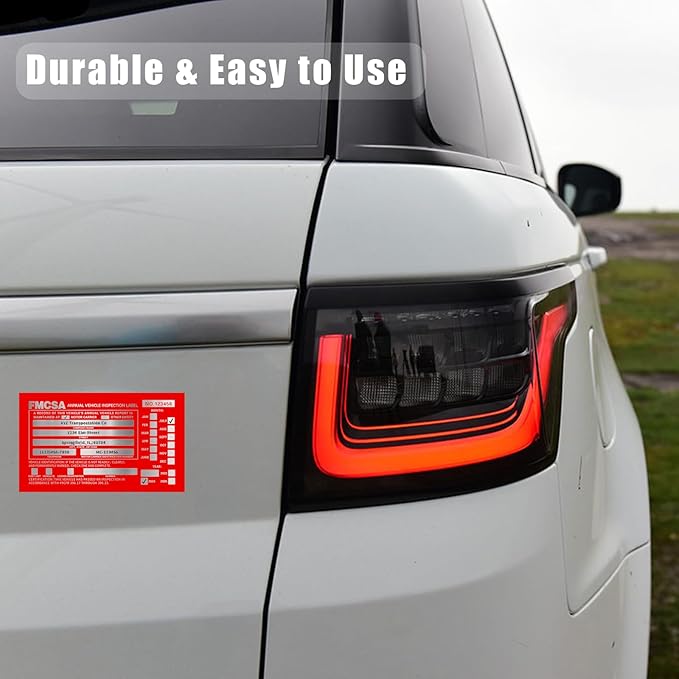 Goldenfox DOT Inspection Forms and Stickers,50-Pack,3-Ply Carbonless Annual Vehicle Inspection Report Form(8.5" x 11.75) with Red Exterior Aluminum Inspection Label(6"x3.5"), Permanent Adhesive.