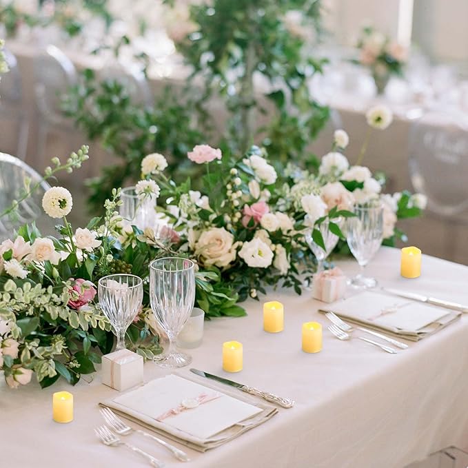 CANDLE IDEA Flameless LED Votive Candles 72 Pack, 1.5" x 2", Battery Operated Flickering Electric Outdoor Flameless Tea Lights, Fake Tealight Candle Bulk for Wedding, Christmas, Halloween Decorations