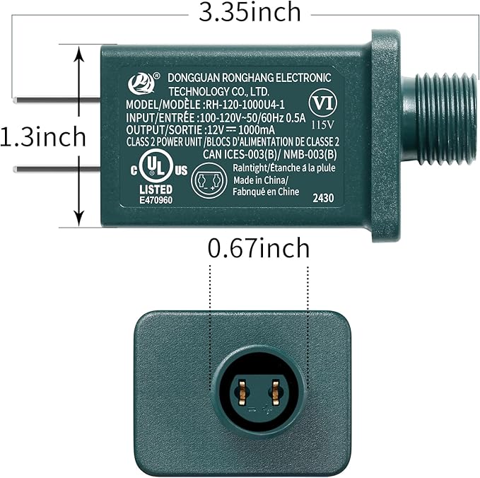 Replacement Yard Inflatable Adapter Power Supply Adaptor - 12V 1.0A 1Pcs -Inflatable Plug Replacement Class 2 Power Supply - Green - for Halloween Yard Blow Up Decorations