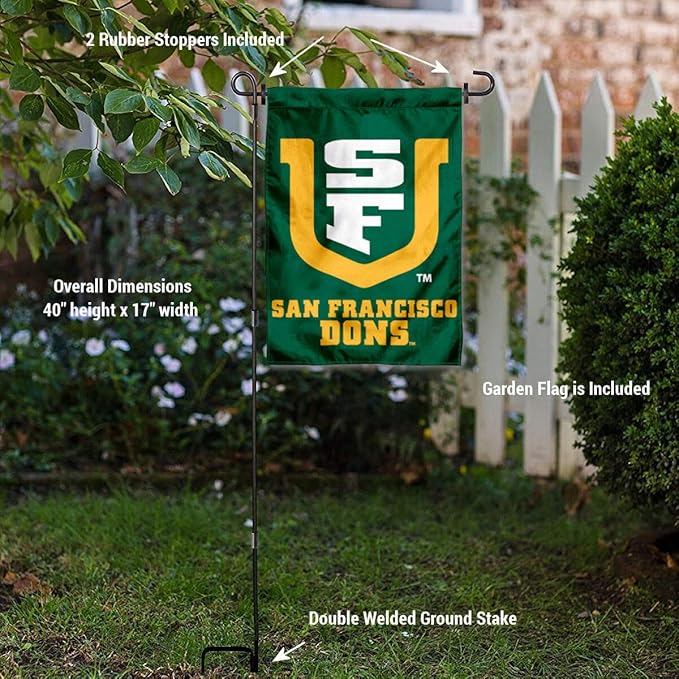 College Flags & Banners Co. San Francisco Dons Garden Flag with Stand Holder