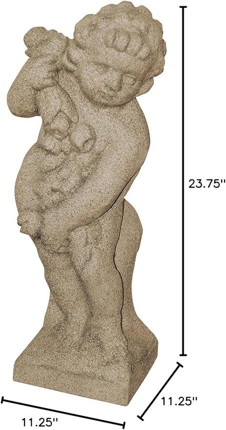 EMSCO Group Cupid Statue – Natural Sandstone Appearance – Made of Resin – Lightweight – 24” Height
