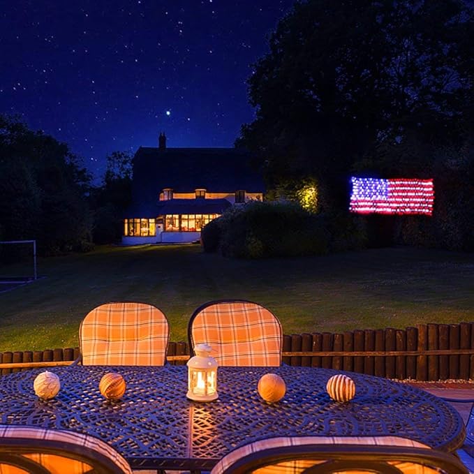 American LED Flag Net Lights - 420 LED 4th of July Decorations Outdoor Lighted Flag String Lights of The United States for Memorial Day Yard Garden Festival Holiday Party