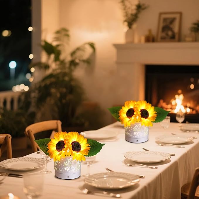 Sunflower Lamp Gifts for Womens Mom Friends Her Christmas Birthday Gifts, Perfect Valentines Mother's Day Ideal for Bedroom Home Coffee Shop Decor Gift, Rechargeable Cordless Touch Table Lamp