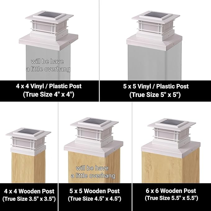 Dynaming 4 Pack Solar Flame Post Lights Outdoor, Solar Powered Fence Post White Shell Cap Light, High Brightness Flickering Flame LED Lighting for Garden Deck Patio, Fit 4x4 5x5 6x6 Vinyl/Wooden Posts