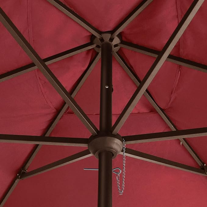 EliteShade USA 10-Year-Non-Fading 6.5x10Ft Rectangular Market Umbrella Patio Umbrella Outdoor Table Umbrella with Ventilation, Burgundy