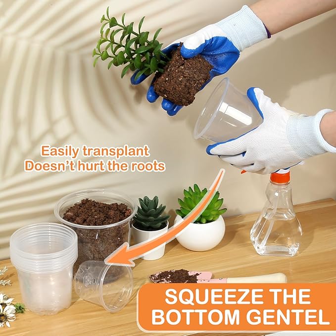 45 Pack 7/6/5/4/3 Inch Clear Nursery Pots for Plants, Clear Plastic Plant Pots with Drainage Holes, Transparent Variety Pack Flexible Garden Pot for Outdoor Indoor, Seed Starting Pots (Clear)