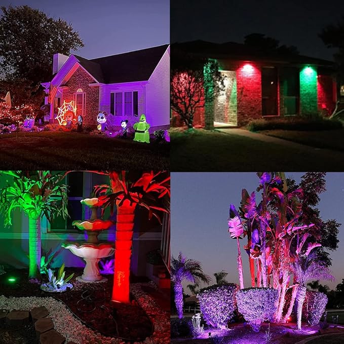 APONUO Metal Solar Spot Lights Outdoor with 9.8ft Cable Solar Powered Landscape Lighting Low Voltage IP65 Waterproof Auto On/Off for Outside Garden Yard Landscape Pathway Garage-Multicolor(2-in-1)