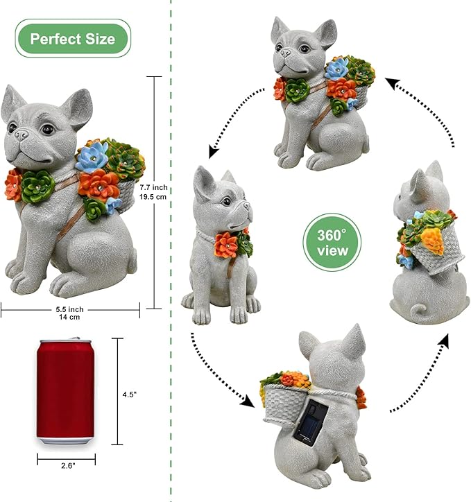 Garden Outdoor Decor Statues: Figurine with Solar Light Decorations Ornaments Patio Art Balcony - Birthday Gifts for mom Grandma Women