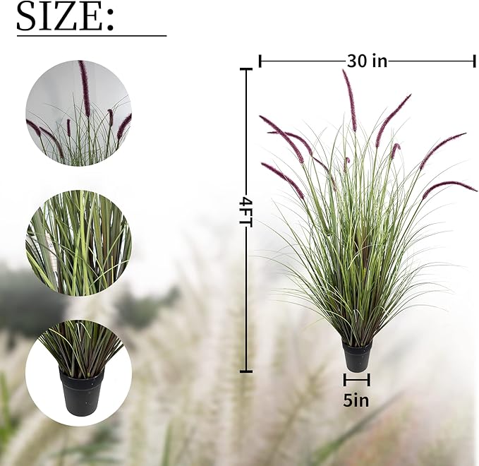 Artificial Plant 47in(2pack) Tall Artificial Grass Plant,Faux Plants Indoor Home Decorative Artificial Plants & Flowers in Pot Fake Plant, House Plant Indoor