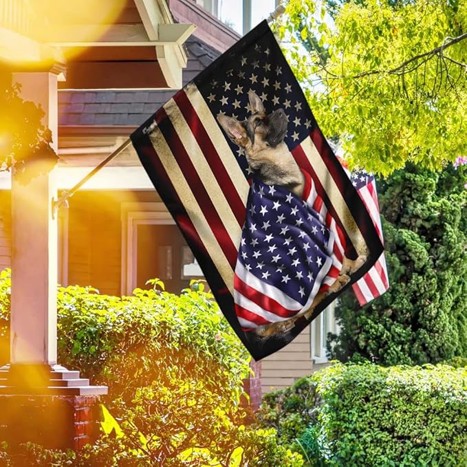 FLAGWIX German Shepherd Flag - Outdoor Decorations, 29.5" x 39.5" House Flag for Porch, Patio, Wall Decor, Heavy-Duty Canvas Garden Home Decor Double Sided