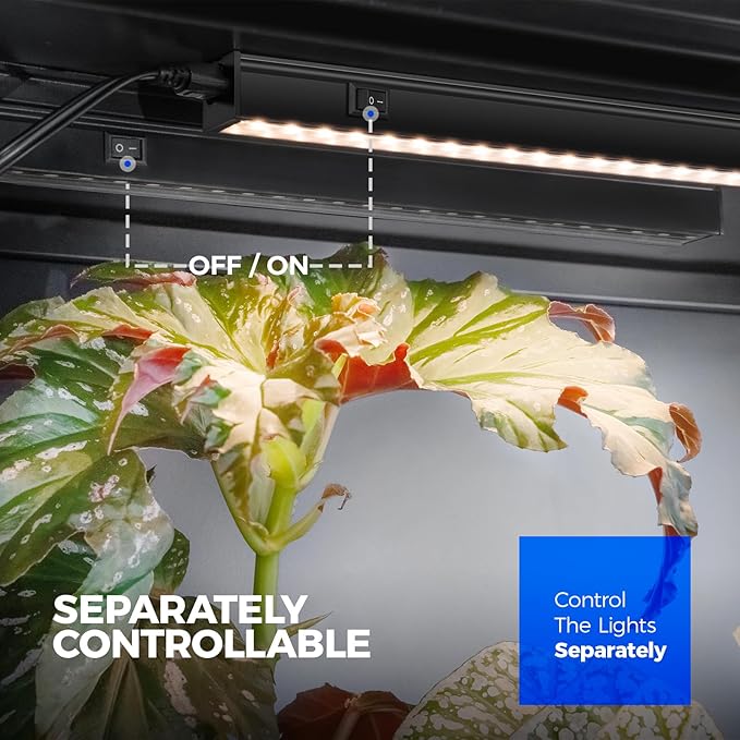 Barrina Grow Lights for Indoor Plants Full Spectrum, 1ft LED Grow Light Fixture, Black Cover LED Plant Grow Light Bulbs for Indoor Plants, Greenhouse, Plug and Play, Linkable Design, Yellow, 8 Packs