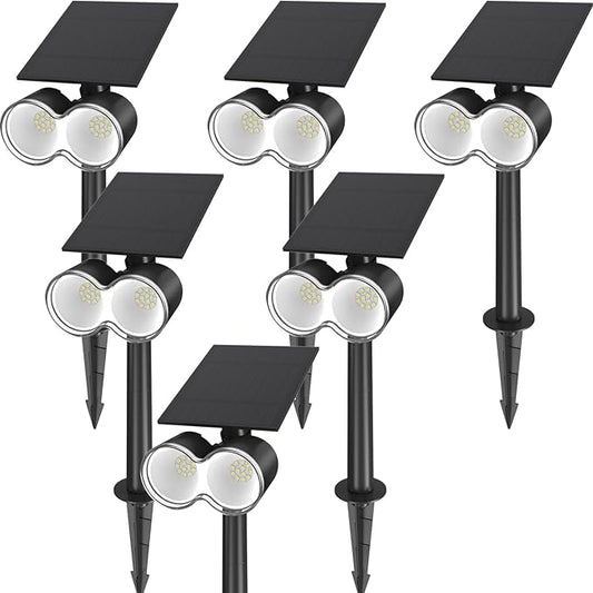 Barrina Solar Spotlights Outdoor Waterproof, 360° Horizontal Adjustable Outdoor Solar Spot Lights, 6500k 3 Modes, 24 LEDs Solar Powered Landscape Lighting for Garden Yard Pathway, Auto On/Off, 6 Pack