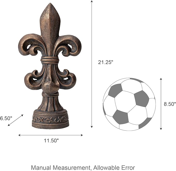 Glitzhome Fleur De Lis Garden Statue MGO Outdoor Decration, 21.25" H, Bronze