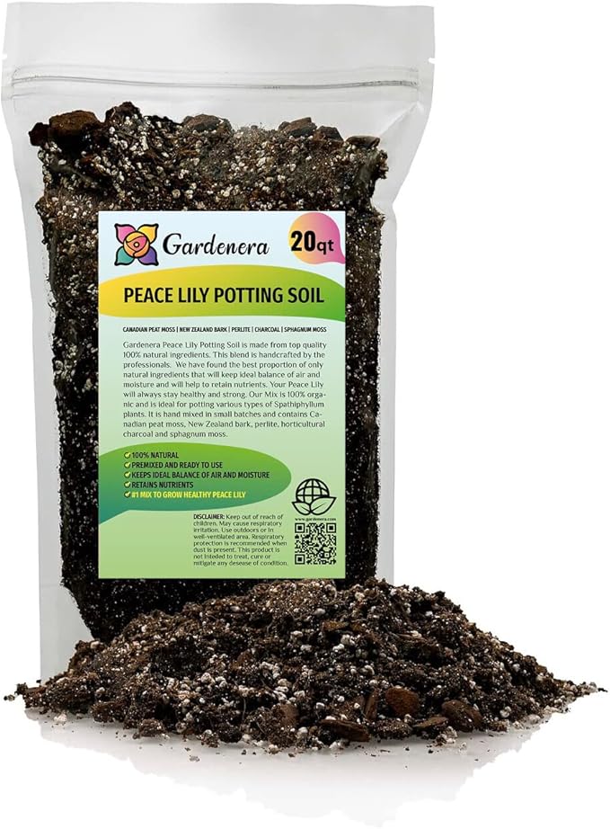 Gardenera's Premium Peace Lily Potting Mix The Perfect Growing Environment for Your Indoor Plants in Planters, Pots, and Containers [20 Quart Bag]