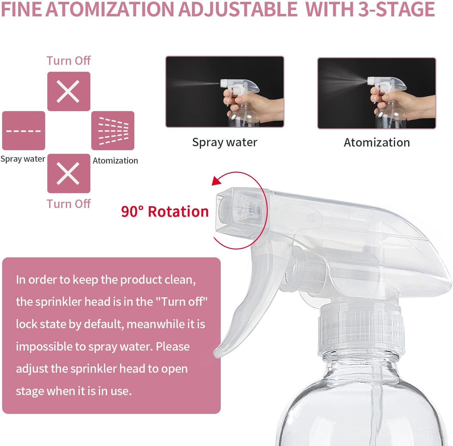 HOMBYS 8 Oz Empty Clear Glass Spray Bottles with Silicone Sleeve Protection Refillable Containers for Cleaning Solutions, Essential Oils, Misting Plants - Quality Sprayer - 3 Pack Boston Bottles