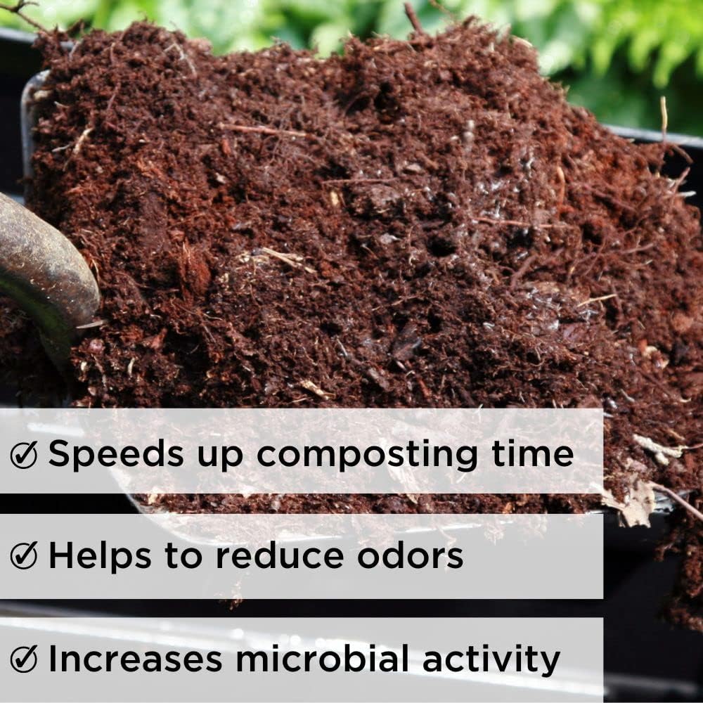 Dr. Connie’s Compost Plus 100x Concentrated Natural Compost Accelerator | Fast-Acting Microbe Blend for Indoor & Outdoor Bins, Tumblers, and Piles | Odour Control & Rapid Decomposition