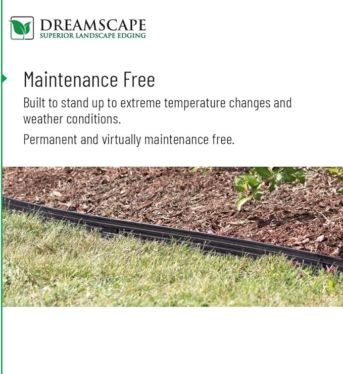 Dreamscape E-Z Edge Aluminum Landscape Edging - 4 Strips, 6ft Each (24ft Total), Black Painted - Professional Quality Landscaping Border, Metal Divider for Lawn, Garden, Flowerbed